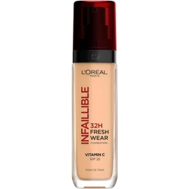 L'Oréal Paris Liquid Foundation, Full Coverage, Lasting Wear, With Vitamin C and SPF 25, Infallible 32H Fresh Wear, 200 Warm Dore