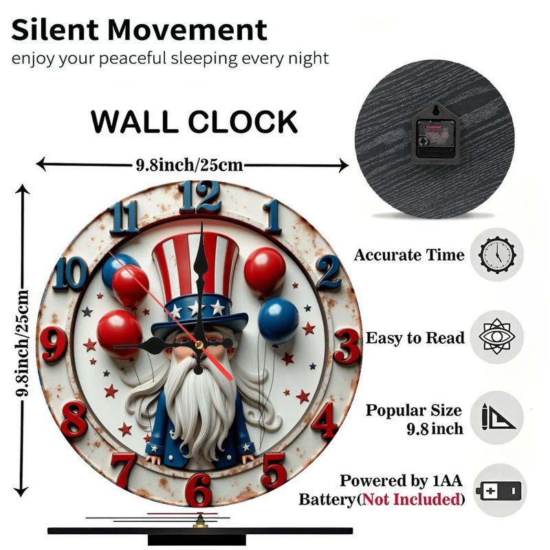 10-Inch Custom Wooden Clock for a Carpenter with Tool Silhouettessheet