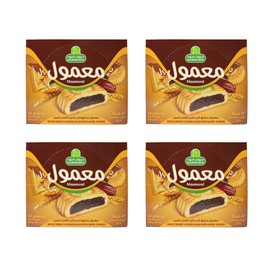HB Halwani Bros Whole Wheat Maamoul Cookies with Date Filling - (Pack of 4) 16.9 oz - 12 Individually Wrapped Soft Shortbread Treats - No Additives/Preservatives - Perfect for Tea/Coffee & Desserts