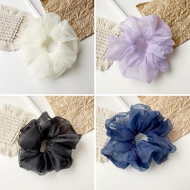 Oversized Hair Scrunchies, Jumbo Organza Hair Ties, Large Chiffon Scrunchies, Giant Hair Ties, Large Hair Ties for Women and Girls