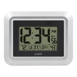 La Crosse Technology 513-1918S-INT Atomic Digital Wall Clock with Outdoor Temperature