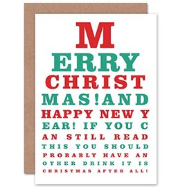 Christmas Eye Chart Funny Another Drink New Year Sealed Greeting Card Plus Envelope Blank inside