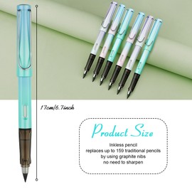 OFFCUP Eternal Metal Pencil, Pack of 6 Inkless Pencils Eternal, Infinity Pencil with Eraser, Magic Pencils with Interchangeable Head, Magic Pencil Infinity for Adults, Students, Gradient