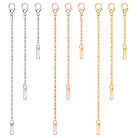 9pcs Necklace Extender 2", 4", 6" Delicate Necklace Extender Chain Set Stainless Steel Chain Extenders for Women Necklaces Jewelry Chains Extenders for Bracelet Anklet (Gold/Silver/Rose Gold)
