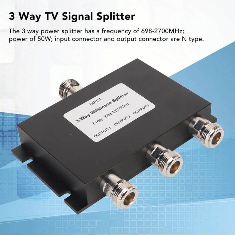 3 Way TV Signal Splitter Professional 698‑2700MHz 3 Way Power