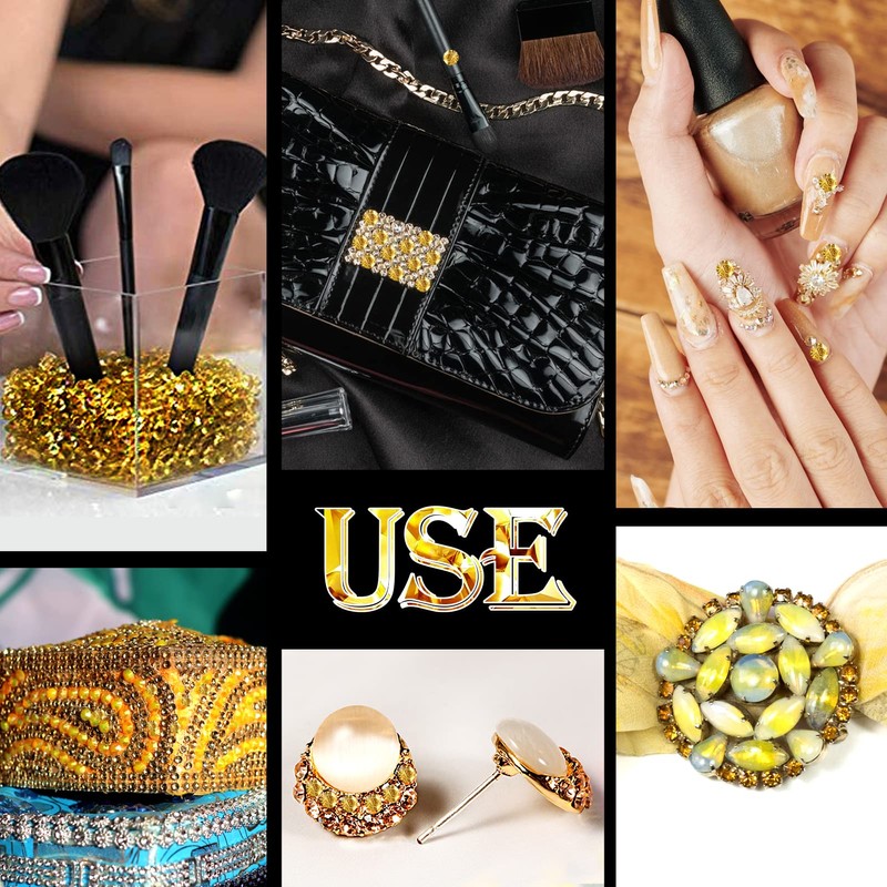 Toaob 10000 Pieces Crystals in Diamond Shape Acrylic Gold 3