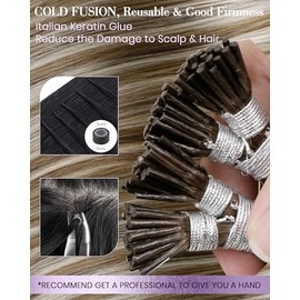 LaaVoo Itip Recibe El Pelo Real Balayage De Color Marrón Claro Con Cabello Rubio Platino Ombre I Recibe El Pelo Frío Fusión Itips Envía El Pelo Real 50g / 50s