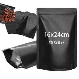 Luckwaii Mylar Bags Ziplock Bags Baggys Bags Pack of 50 Resealable Bags Mylar Foil Food Storage Mat Aluminium Foil Heat Sealable Packaging Bags 16 x 24 cm