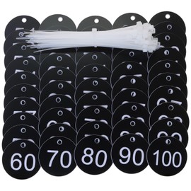 ONLYKXY 1-100 Number Tags Plastic Numbered Marking Identification Hang Tags Luggage Labels ID Tag with Rings for Organized Coded Key Box Cabinet Plant Coding Tag (Black)
