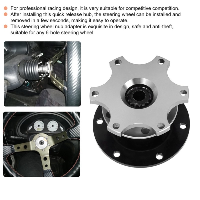 Universal 6 Hole Steering Wheel Quick Release Disconnect Hub Adapter