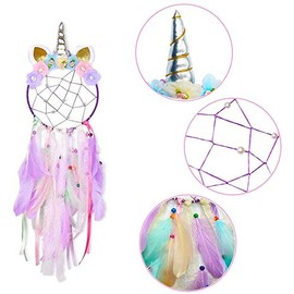 SO CAL PRO Dream Catcher Feather Pendant Wall Hanging for Car Home Girls Kids Nursery Mobile Bedroom Decoration Decor Many Styles and Colors to Choose from (Purple)