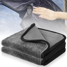 FGen Shiny Bath Drying Cloth, 40 x 60 cm Shower Cubicle Wipes Original Microfibre Drying Cloth, Microfibre Cleaning Cloth, Thickened Magic Cleaning Cloth, Car Glass, Reusable, Pack of 2