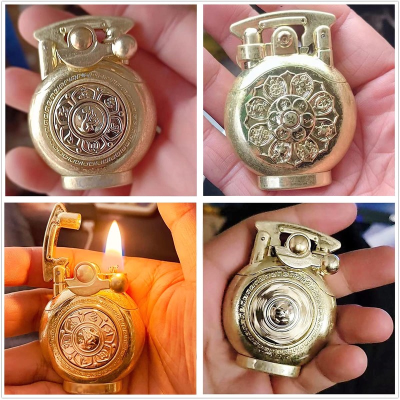 YANCONG Vintage Kerosene Lighter with Rotatable Compass, Cool Lighters for