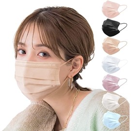 [KANEYAMA] Color Mask, Pleated Mask, Blood Color Mask, Non-woven Fabric, Normal Size, Small Size, Small Face, Children's Size, Disposable Mask, Soft Mask, 50+ 1 Piece (Normal Size, Hazelnut)