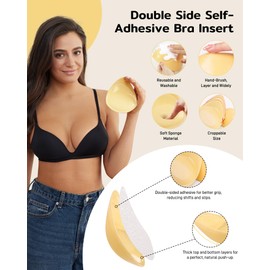 Niidor Self-Adhesive Insert Bra Pads, Women's Triangle Invisible Croppable Push-up Breast Cup Lifter for Underwear and Bikini (Double Side Sticky)