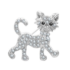 KristLand Cat Brooches for Women Fashion Animal Brooch Pin with Sparkly Crystal Corsage Art Deco Cute Cat Brooch Pin Birthday Party Wedding Gift