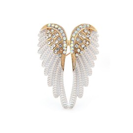 vmcoatdu Women's Guardian Angel Wings Brooch Pin Crystal Angel Wings Brooch Multicolor Lapel Pin Badge (Golden White)