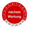 50 Test Badges Next Maintenance 2024 – Sustainable – 30 mm – 2025 to 2030 – Red – Sticker Test Stickers Test Labels (Pack of 50)