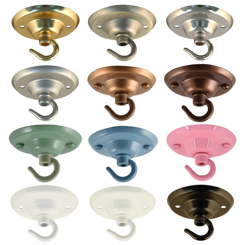 ElekTek Ceiling rosette diameter 75 mm with hook, metal finishes,