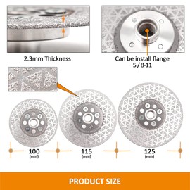 BGTEC Diamond Granite Cutting Wheel,4 Inch Double Sided Vacuum Brazed Diamond Cutting and Grinding Disc Beveling Shaping for Porcelain Tiles,Granite,Marble,Concrete with 5/8-11 Thread