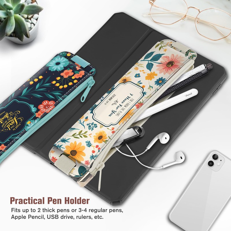 FINPAC 2-Pack Elastic Pen Holder for Notebook, Leather Pen Holder