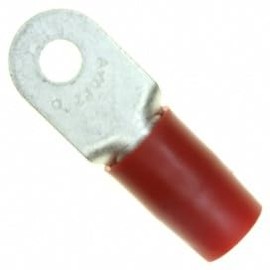 TE Connectivity/AMP Brand, 324053-5Pack, Ring Terminal Connector - 1/4 Stud Size - 0.057 (1.45mm) Thickness - 0.679 (17.25mm) Width - 2 AWG - Insulated - Crimp Termination - Red.