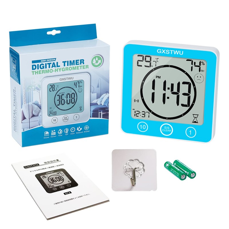 GXSTWU Digital Shower Clock, Bathroom Timer Clock, Waterproof for Water