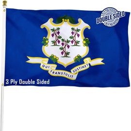 XIFAN Double Sided Connecticut State Flag 3x5 ft, Heavy Duty 3 Ply Durable Polyester, CT Flag with Vibrant Print/4 Rows Hemming/Brass Grommets for Indoor Outdoor Decor