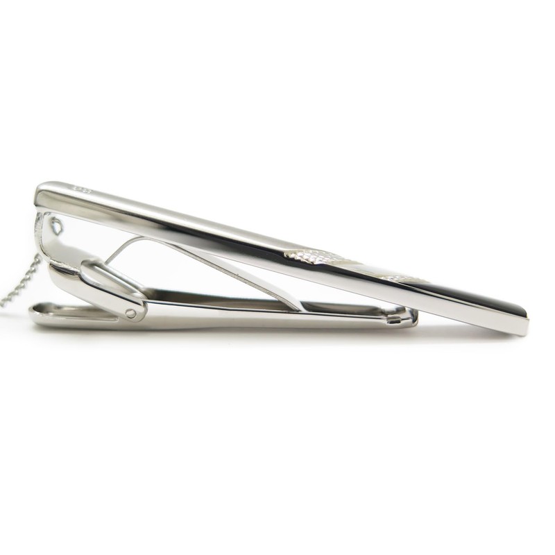 DAKS Onyx & White Butterfly Diamond Check Tie Bar Tie