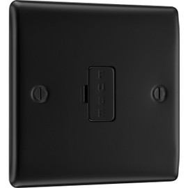 BG Electrical Unswitched Fused Spur Connection Unit, Double Pole, Raised and Slim Profile, Round Edges, Nexus Metal, Matt Black, 13A, NFB54