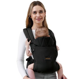 BethBear Baby Carrier Newborn to Toddler, 7-45 lbs with Natural Cotton Linen, Ergonomic Design,Versatile and Adjustable,Hands Free for Moms&Dads (Black)