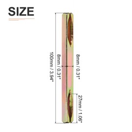 DTGN 100mmx25mm(LxT) Door Knob Spindle - 2Pack - Good for Most Mortise Type Door Knobs - Iron Square Drive System Spindle Replacement Door Handle Spindle Bar - Golden