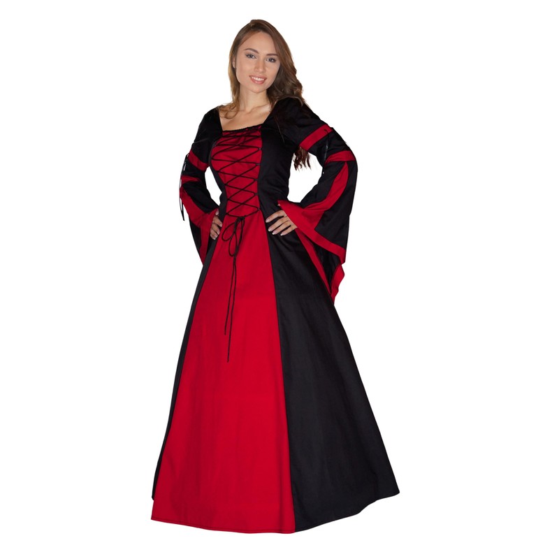 MAYLYNN Keyla Medieval Dress Robe Cotton Red LARP, Size: L
