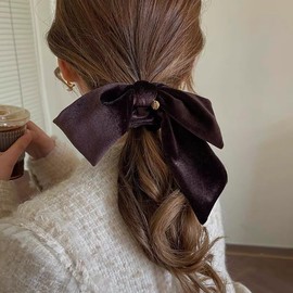 LIKENNY Velour Ribbon Hair Scrunchies, Set of 2, Stylish, Cute, Women's, Bowknot, After-Party, Wedding, Graduation Ceremony, School Entrance Ceremonies