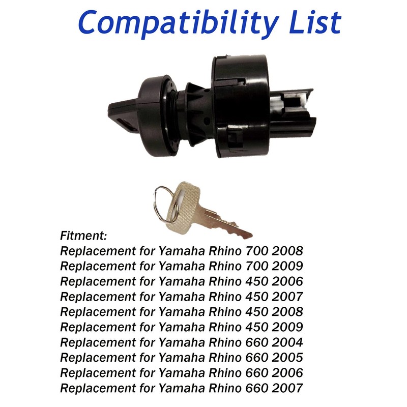 Silscvtt Ignition Switch with Key Replacement for Yamaha Rhino 450