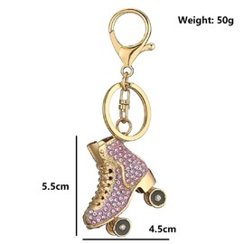 Roller Skate Keychain for Women, Cute Roller Skates Key Chain for Girls, Sparkling Ice Skate Key Ring, Funny Shoe Keychains, Purple Roller Skate Keyring, Rhinestone Roller Skate Keychain Accessories