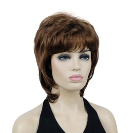 Lydell Short Length Layered Shaggy Full Hair Synthetic Women Cosplay Wigs Medium Auburn