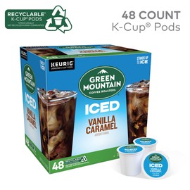 Green Mountain Coffee Roasters ICED Vanilla Caramel, Single Serve Keurig K-Cup Pods, Flavored Iced Coffee, 48 Count