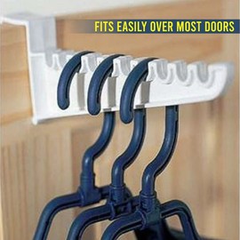 Hanger Hooks Space Saver (Pack of 2 Hold 20 Hangers) Overdoor Bathroom Bedroom Plastic Ironing Holder Clothes Coat Towel Stand Tool Laundry Storage Kids Adults (1)