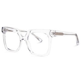 Zeelool Stylish Acetate Oversized Thick Square Glasses Eyewear for Men Women Blue Light Blocking Eyeglasses Dexter ZOA02007-02 Crystal