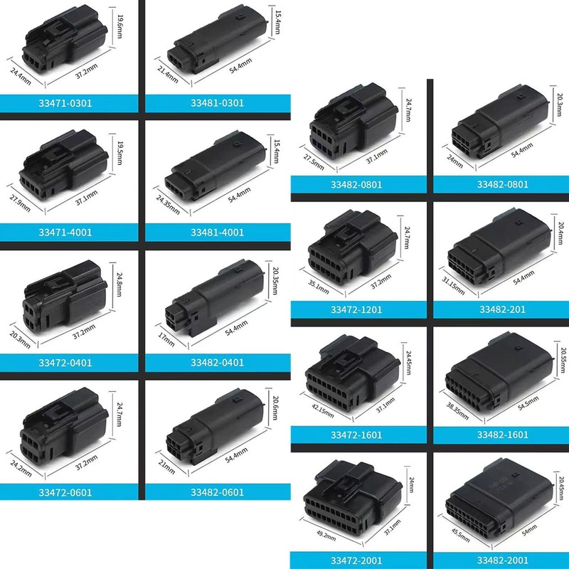 ECARCONETS Automotive Cable Connector Molex 6-Pin Waterproof 33472-0606 33482-0616 Male/Female