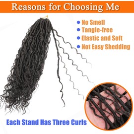 24Inch Boho Locs Crochet Hair 7Packs Bohemian Goddess Faux Locs Crochet Hair Pre Looped Boho Soft Locs Synthetic Braids Hair Extensions for Women (4#, 24 Inch)