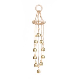 Campanas de viento al aire última intervensión, campanillas de viento de madera con 10 campanas doradas, tono de luz melodía, jardín Zen clásico, bonito campanilla de viento para colgar en el hogar,