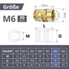 ORTAVA M6 Thread Insert, Pack of 30 Press-in Nuts, Brass
