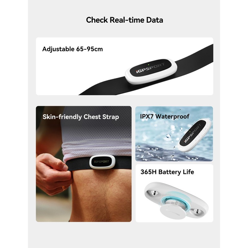iGPSPORT HR50 Cycling Sports Sensor Chest Strap, Waterproof Bluetooth ANT+