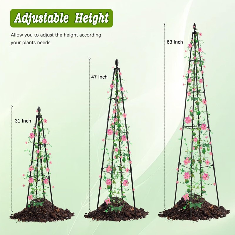 AlisisFores 2 Pack Garden Trellis for Climbing Plants Outdoor,63inch Tall