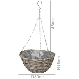 B2S BACK2SEASON Tunis Plant Basket with Chain Hanging Basket Willow Sky Hanging Basket Natural Diameter 30 cm