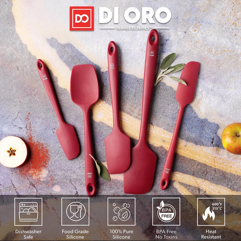 DI ORO Silicone Spatula Set - Rubber Kitchen Spatulas for