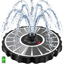 Yzert Solar Fountain with 2000mAh Battery & Innovative Indicator Works in Cloudy Day, 3.5W 2026 Glass Solar Water Fountain Pump Flower Shape with 7 Nozzles for Bird Baths, Ponds, Outdoors (White)