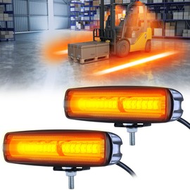 eTzone 2-Pack 15 LEDs 30W Amber LED Forklift Safety Lights - DC 12-80V Warehouse & Truck Warning Zone Lights
